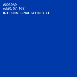 #0039A9 - International Klein Blue Color Image